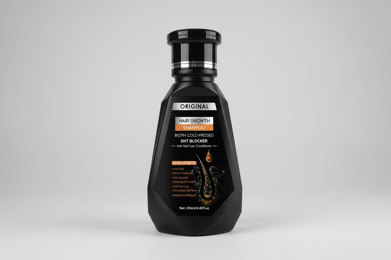 Aurenza Original Hair Growth Shampoo with biotin, cold-pressed extract, and DHT blocker in a 250ml bottle, anti hair loss formula
