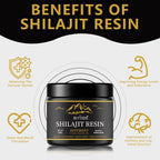 Aurenza Shop Shilajit Resin for beauty, dark resin in glass jar, natural supplement for skin and wellness.