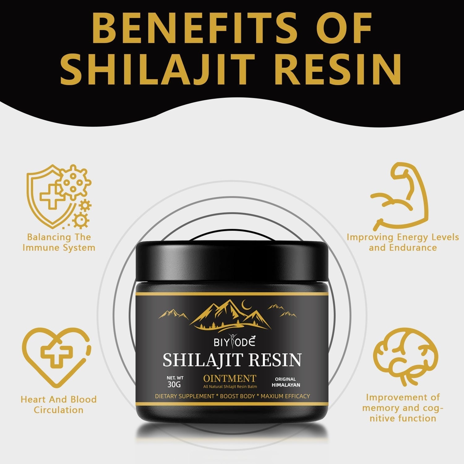 Aurenza Shop Shilajit Resin for beauty, dark resin in glass jar, natural supplement for skin and wellness.