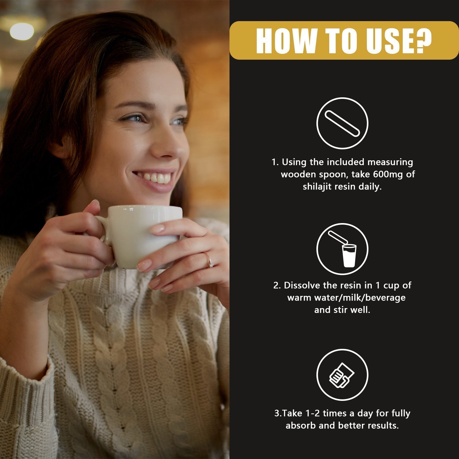 Aurenza Shop Shilajit Resin for beauty, showing dark, textured resin in a small container on a neutral background.