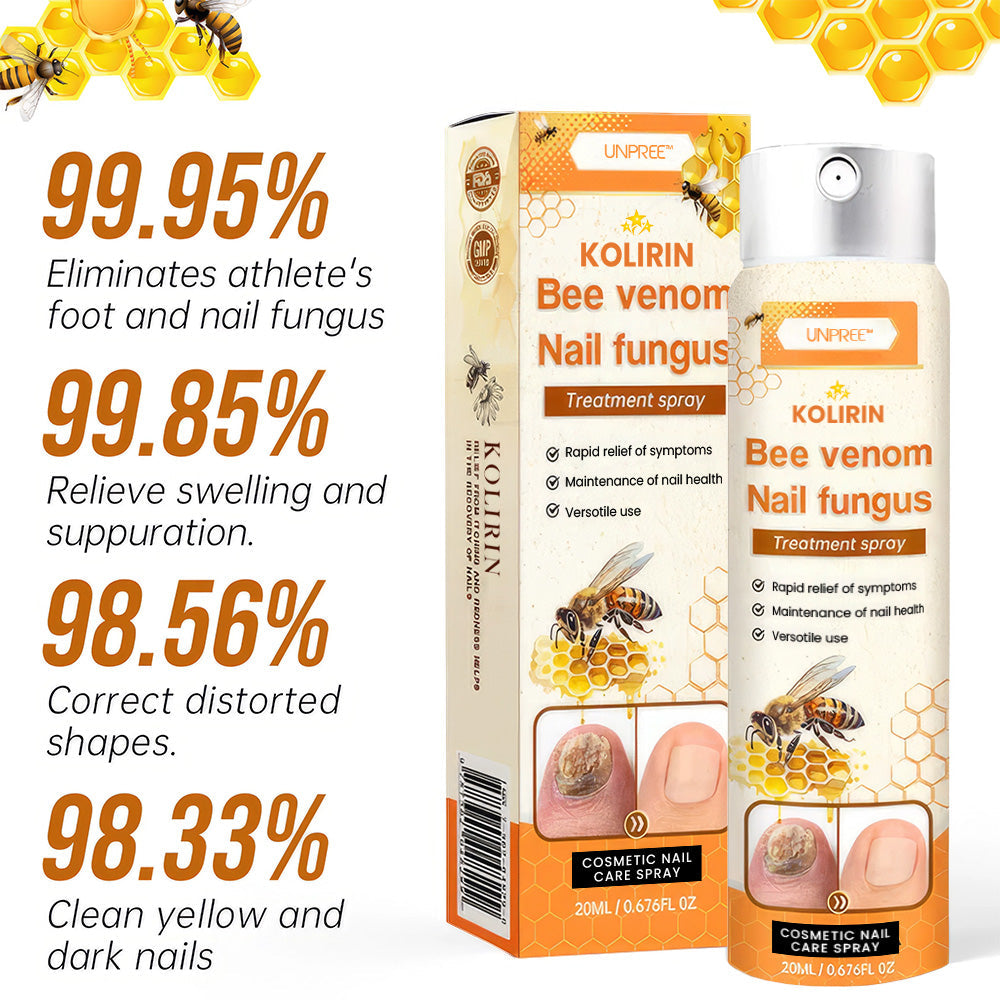 Aurenza Shop Unpree™ Kolirin bee venom nail fungus spray bottle for nail health and fungus treatment, with a clean white background.