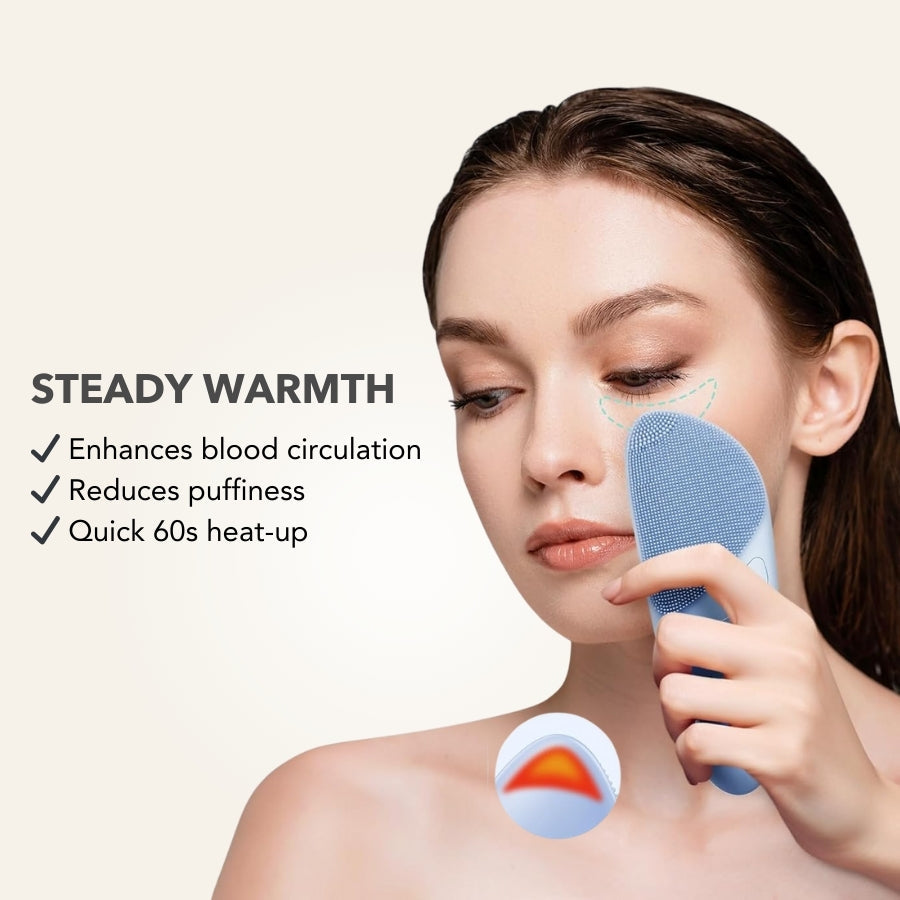 Aurenza ThermaLift 5-in-1 facial sculptor and cleanser device with silicone facial scrubber for skin cleansing and contouring.