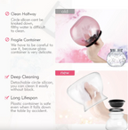 Aurenza Shop Makeup Brush Cleaner™ bottle with cleaning brush and solution, used for cleaning cosmetic brushes effectively.