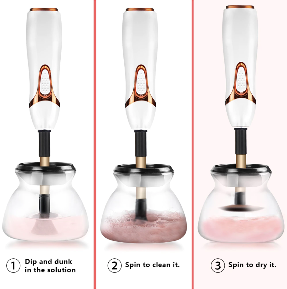 Aurenza Shop Makeup Brush Cleaner™ bottle with brush cleaning mat and liquid, designed for easy makeup brush sanitation.