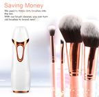 Aurenza Shop Makeup Brush Cleaner™ bottle with pump and brush cleaning mat, designed for easy makeup brush cleaning.