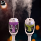 Mini Aurenza Shop car humidifier shown in white plastic, compact design with a small water tank and nozzle for on-the-go moisture.