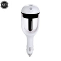 Aurenza Shop mini car humidifier in white with a compact design, emitting a gentle mist inside a vehicle.