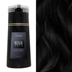Aurenza NovaHair Instant Dye Shampoo bottle with vibrant label, showing the hair color and product details on the packaging.
