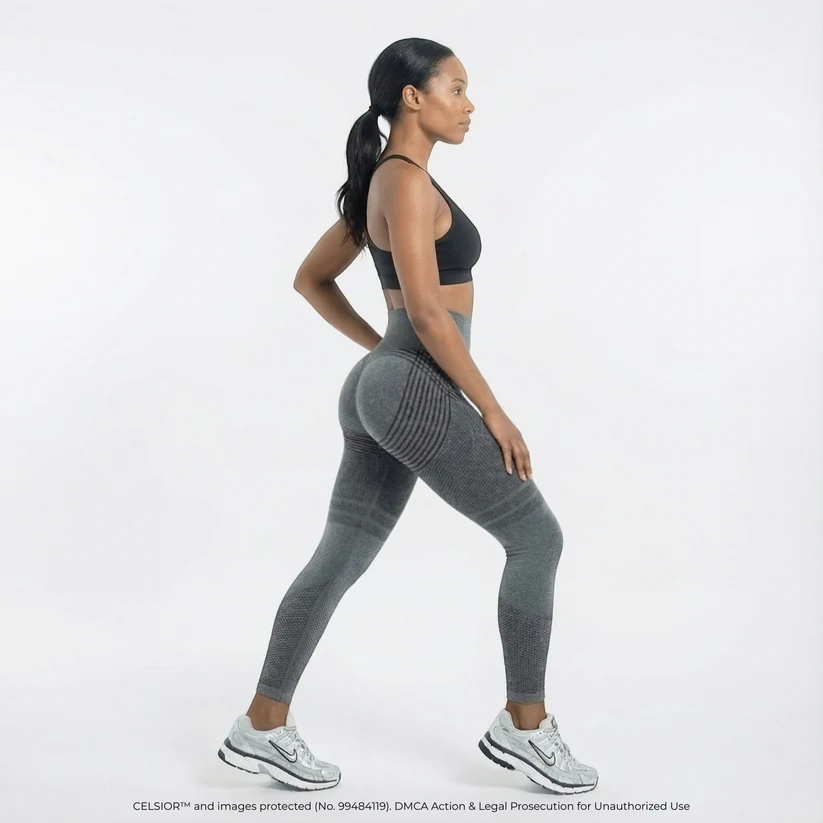 Aurenza Shop high-waisted yoga tights with hip lifting design, quick-drying elastic fabric, ideal for active workouts.