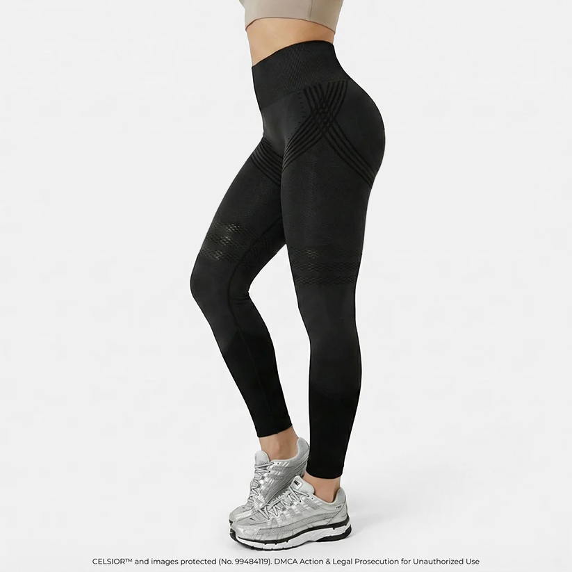 Aurenza Shop high waisted yoga tights with hip lifting design, quick-drying elastic fabric, suitable for active wear and workouts.