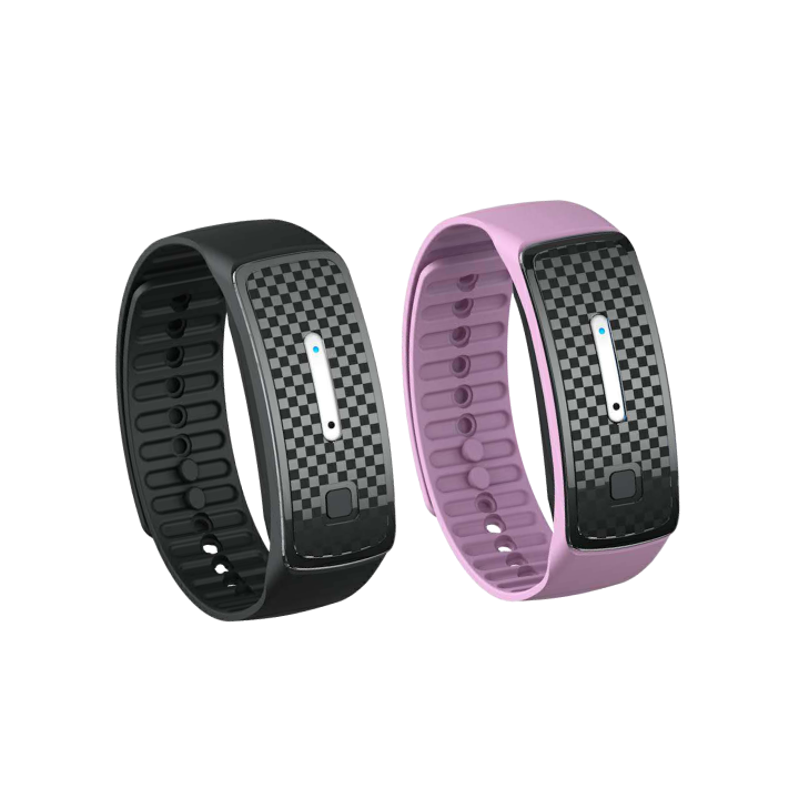 Aurenza WIMAID Matteo Ultrasonic Body Shape Wristband Pro in black, showing the sleek device with control buttons and adjustable strap.