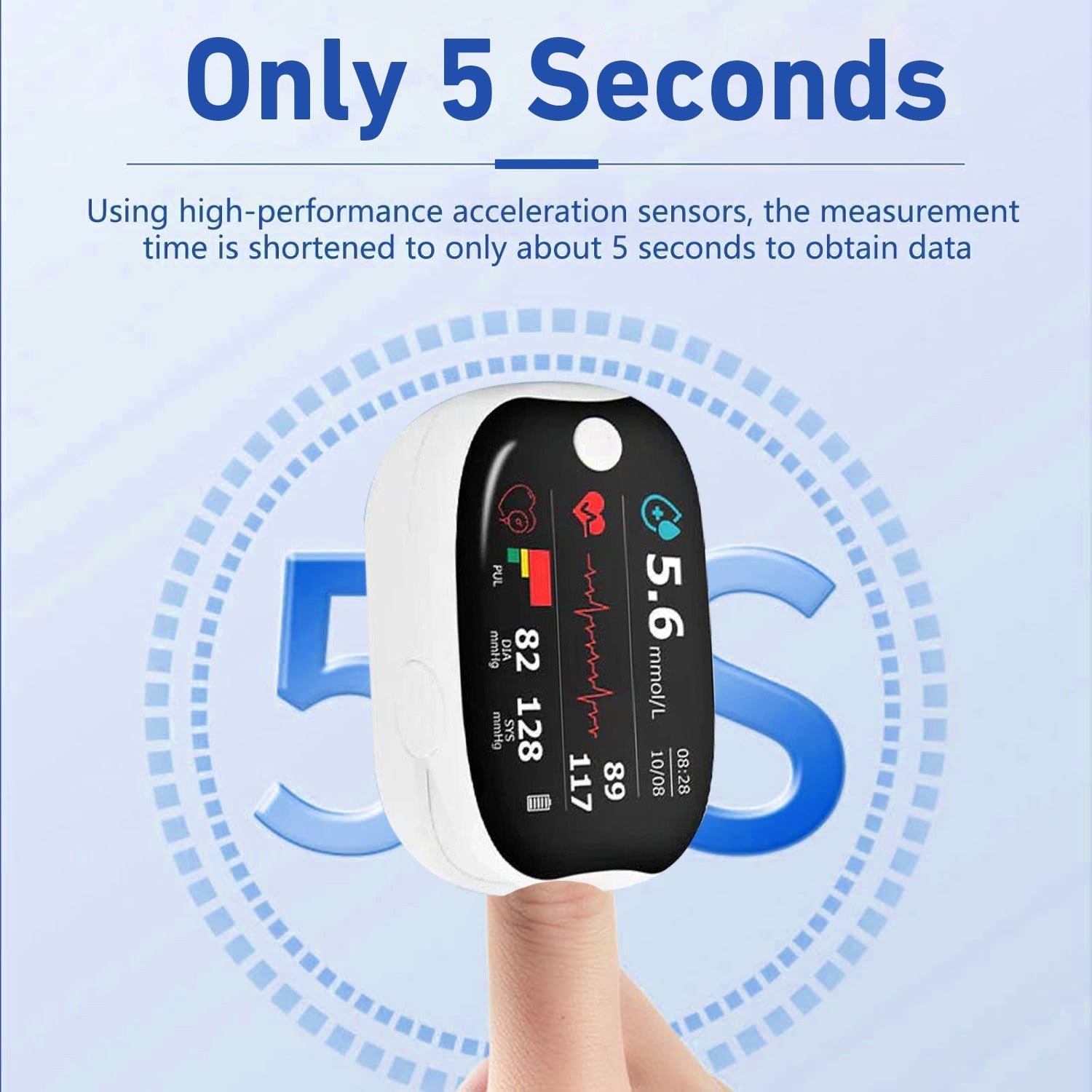 Aurenza Shop SUPTRUCK™ laser blood glucose monitor showing device with wireless Bluetooth connection and real-time display.