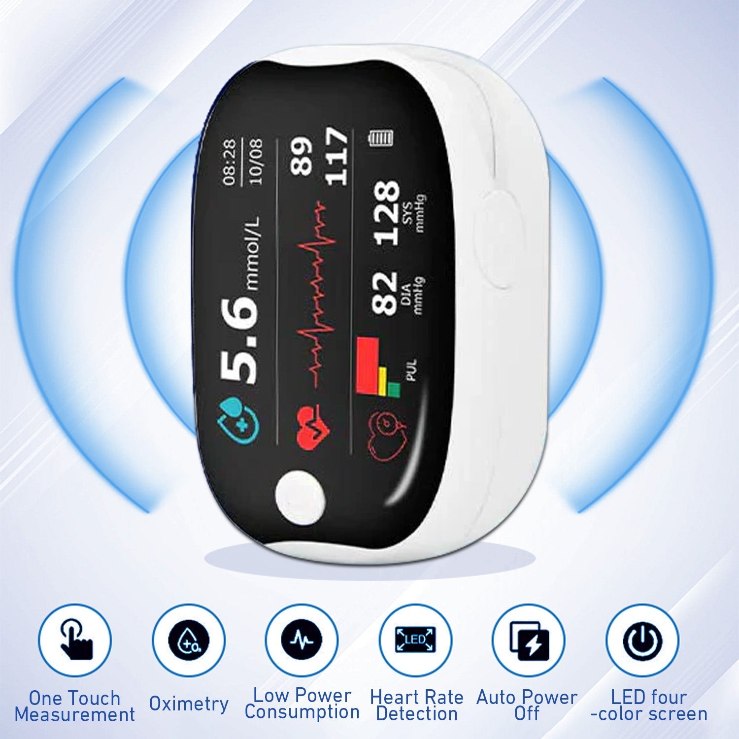 Aurenza Shop SUPTRUCK™ laser blood glucose monitoring device displaying a sleek black handheld device with wireless Bluetooth connectivity.