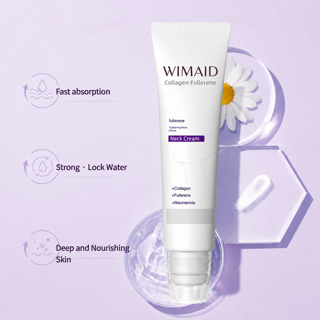 Aurenza Shop WIMAID Neck Sculpt Cream jar with white and gold packaging on a clean background