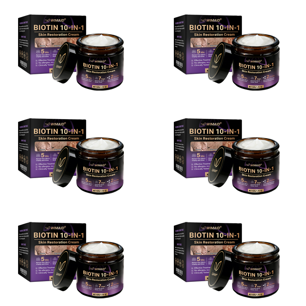 Aurenza Shop WIMAID Biotin 10-in-1 Skin Restoration CCJ cream jar with label, made in the USA, for skin rejuvenation.