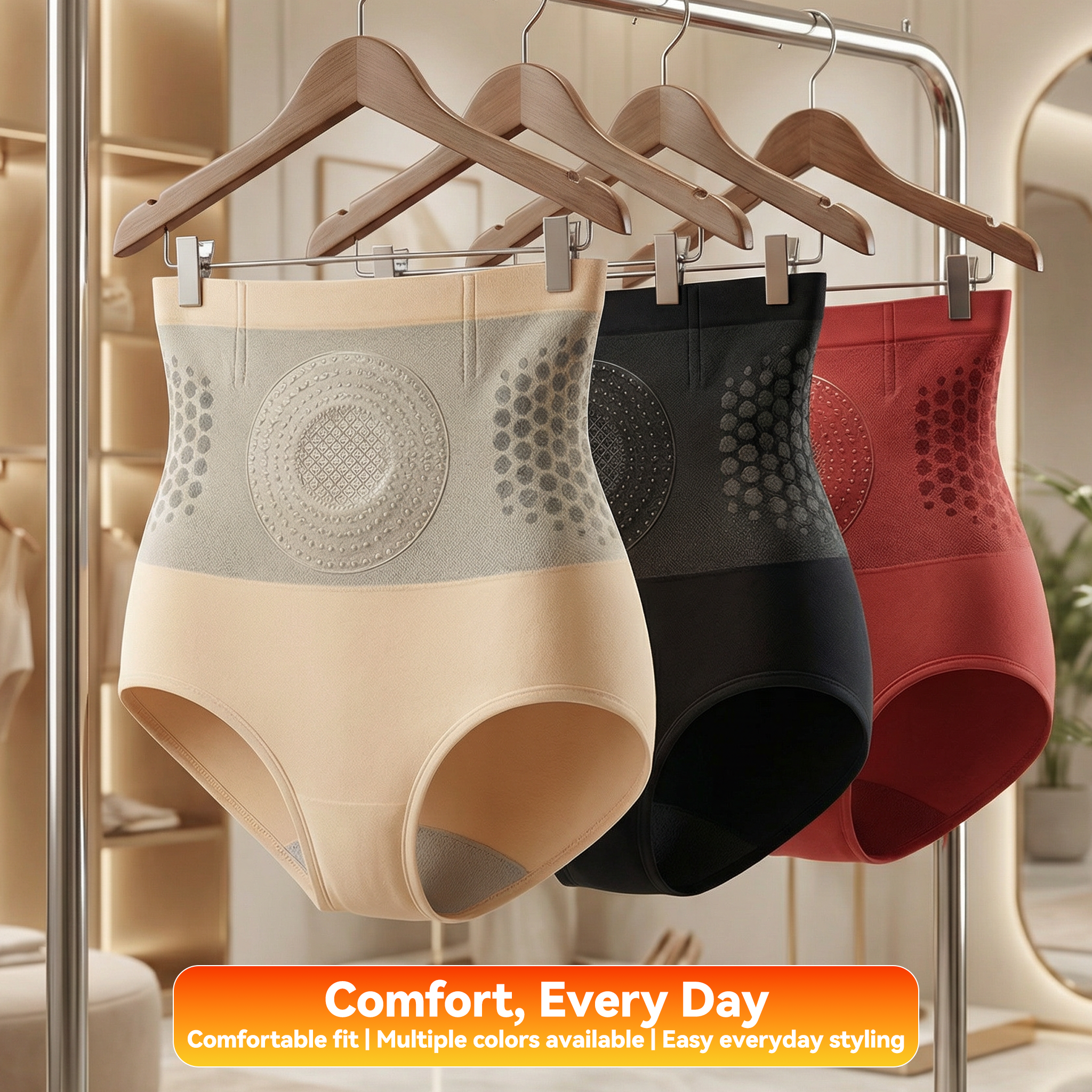 Aurenza Shop WIMAID Moringa and Berries 4-in-1 micro-particle sculpting and fat-burning shorts, shown in black fabric.