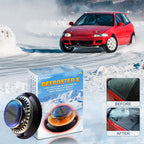Lafuwi™ DefrosterX electromagnetic car snow removal device on a vehicle windshield with snow and ice clearing features.