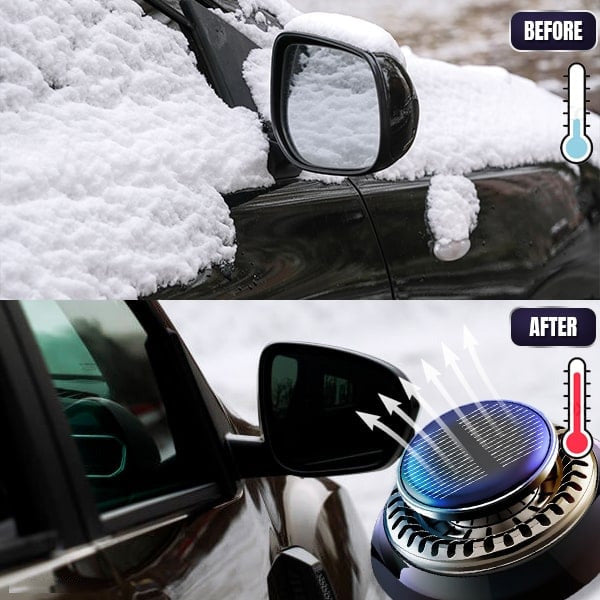 Aurenza Shop Lafuwi™ DefrosterX electromagnetic car snow removal device on a car windshield, ready to clear snow efficiently.