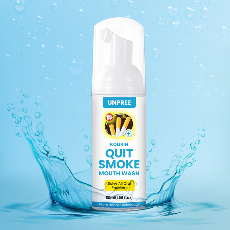 Aurenza Shop UNPREE™ Kolirin QuitSmoke mouthwash bottle with label, designed to freshen breath and promote oral health.