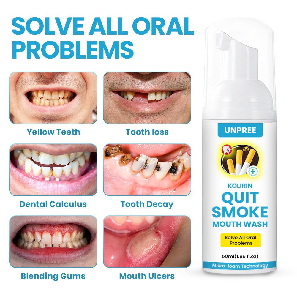 Aurenza Shop UNPREE™ Kolirin QuitSmoke mouthwash bottle showing the product label and packaging for oral health.