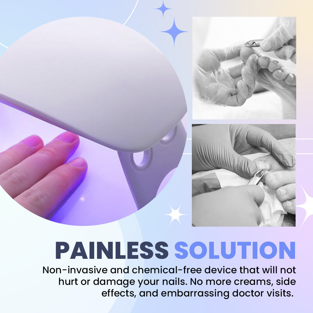 Aurenza Shop SUPTRUCK™ Nail Fungus LED Light Therapy Device used for treating nail fungus with a compact, professional design.