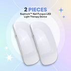 Aurenza Shop SUPTRUCK™ Nail Fungus LED Light Therapy Device used on toenails for fungal treatment, compact and handheld design.