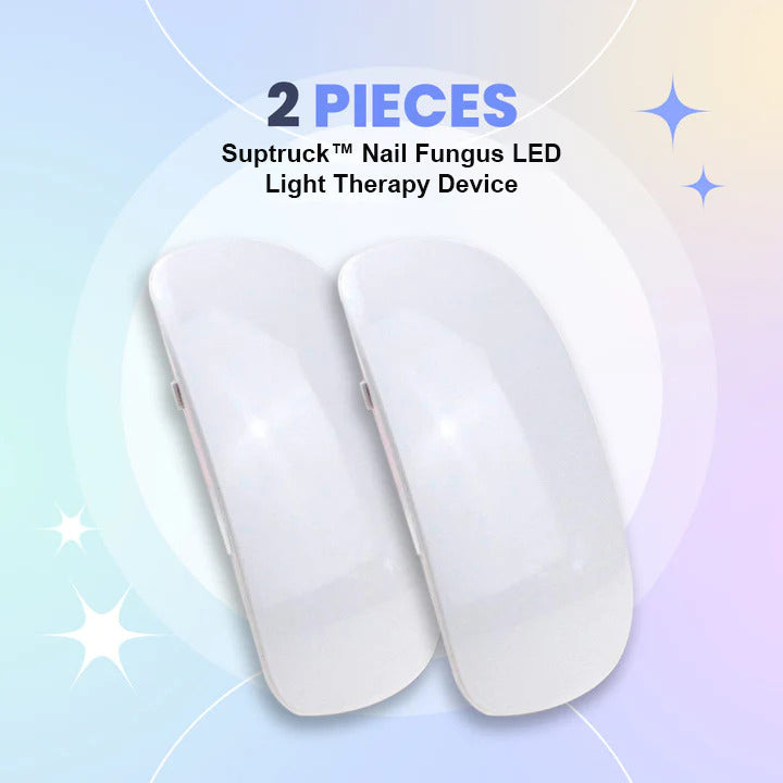 Aurenza Shop SUPTRUCK™ Nail Fungus LED Light Therapy Device used on toenails for fungal treatment, compact and handheld design.