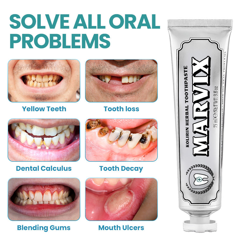 Marvix™ Kolirin herbal toothpaste by Aurenza Shop, showing the tube with herbal ingredients for oral health and fresh breath.