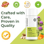 White and green bottle of Aurenza Shop Advanced Liver Support with ACGVA™ Milk Thistle, modern design for liver health supplement.