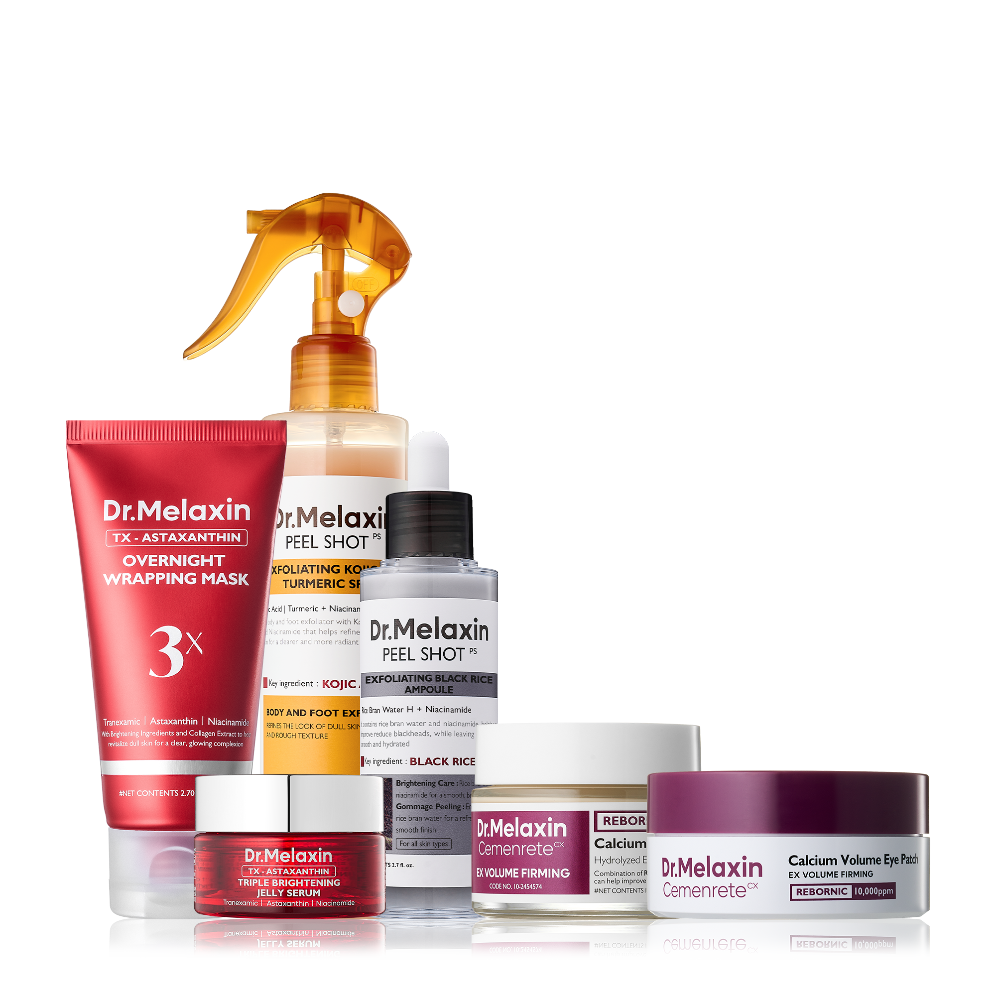 Aurenza Shop All Day Radiance Boost Set featuring skincare bottles and brightening products on a white background