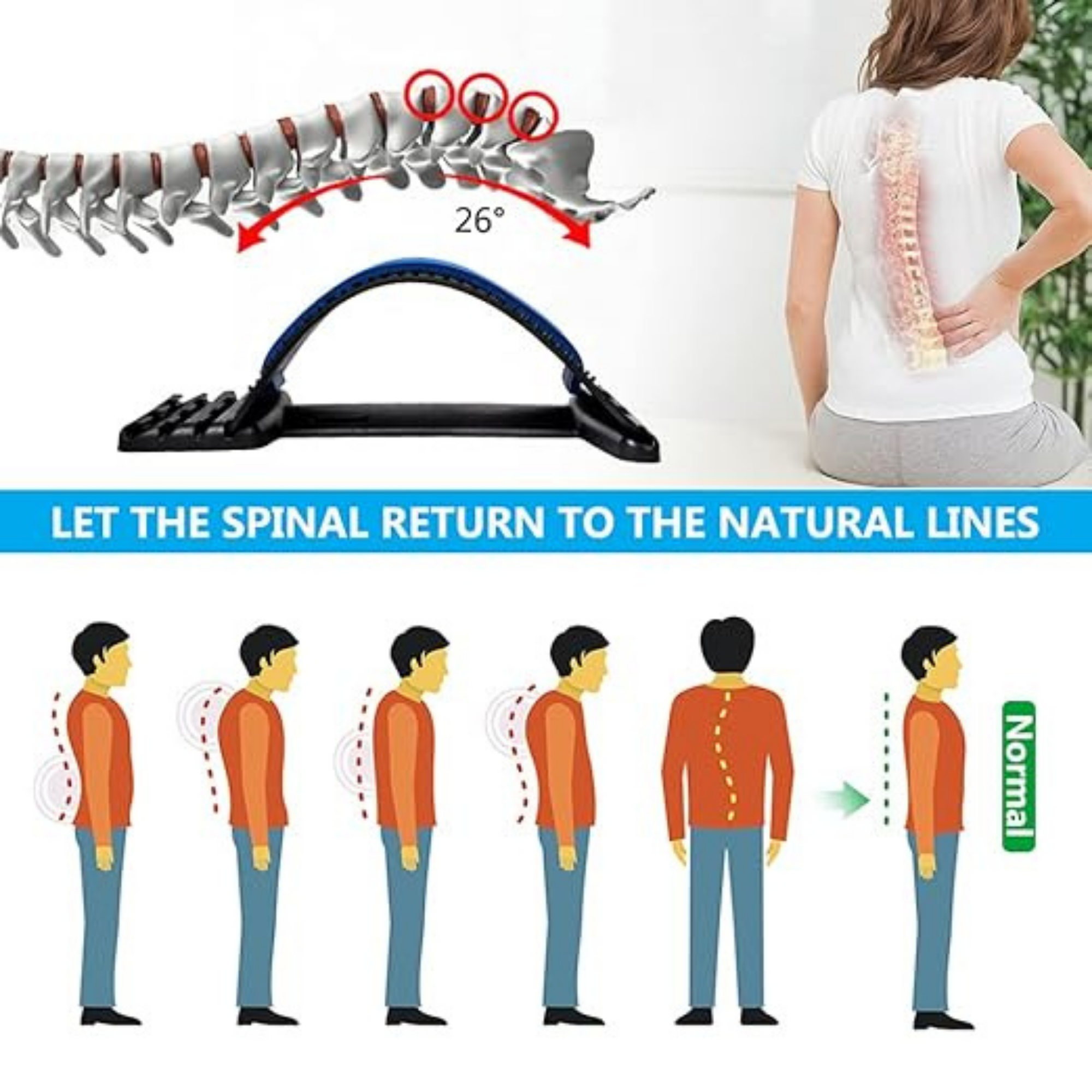 Aurenza Shop back stretcher with ergonomic design for spinal relief and improved posture.