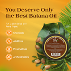 Aurenza Batana Hair Oil bottle with dropper, showcasing rich natural hair treatment in a clear glass container.