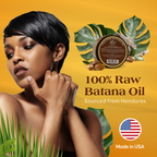 Aurenza Batana Hair Oil bottle with label, natural hair oil for hair care, placed on a neutral background