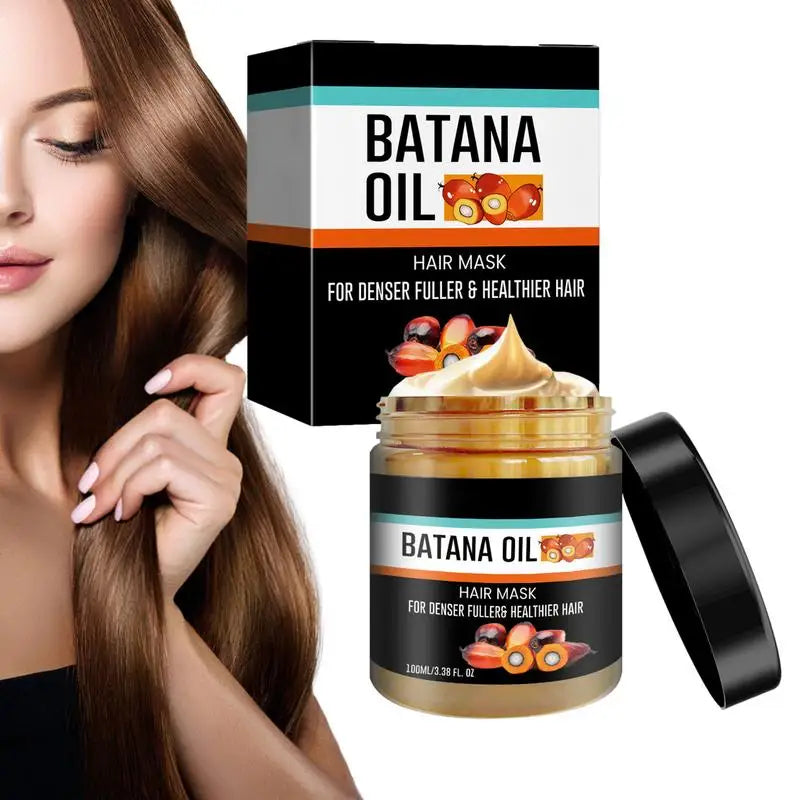 Aurenza Batana Hair Revival Cream jar with label, showcasing the product for hair nourishment and revival.
