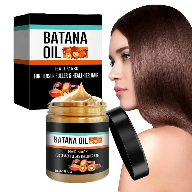 Aurenza Batana Hair Revival Cream jar with white lid and label, featuring natural ingredients and hair care branding.