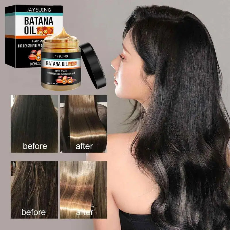 Aurenza Batana Hair Revival Cream jar with label, showcasing smooth texture and natural ingredients for hair care.
