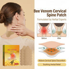 Aurenza Bee Venom Cervical Spine Relief Patch applied to a person's neck, designed to soothe neck and back pain.