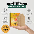 Aurenza Bee Venom Cervical Spine Relief Patches for neck and back pain, showing adhesive patches on a person's neck and upper back.