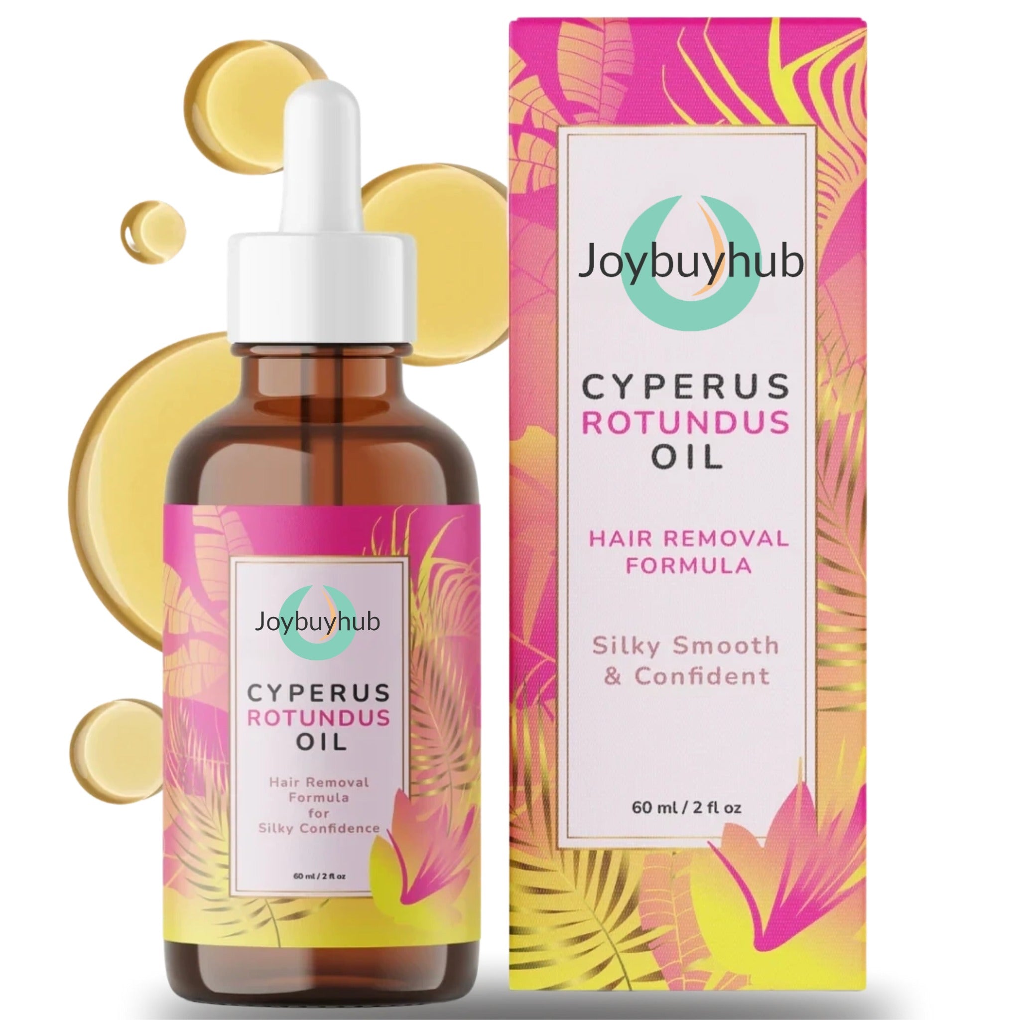 Aurenza Shop Caramela Beauty Cyperus Rotundus Oil bottle, 60ml, for natural hair reduction, with a sleek design and label.