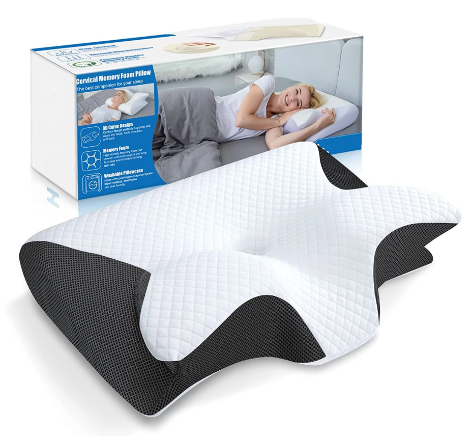 Aurenza Shop Cervical Pillow™ showcasing ergonomic design with supportive contours for neck comfort and proper alignment.