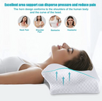 Aurenza Cervical Pillow™ showing ergonomic design for neck support, with a plush fabric cover and contoured shape.