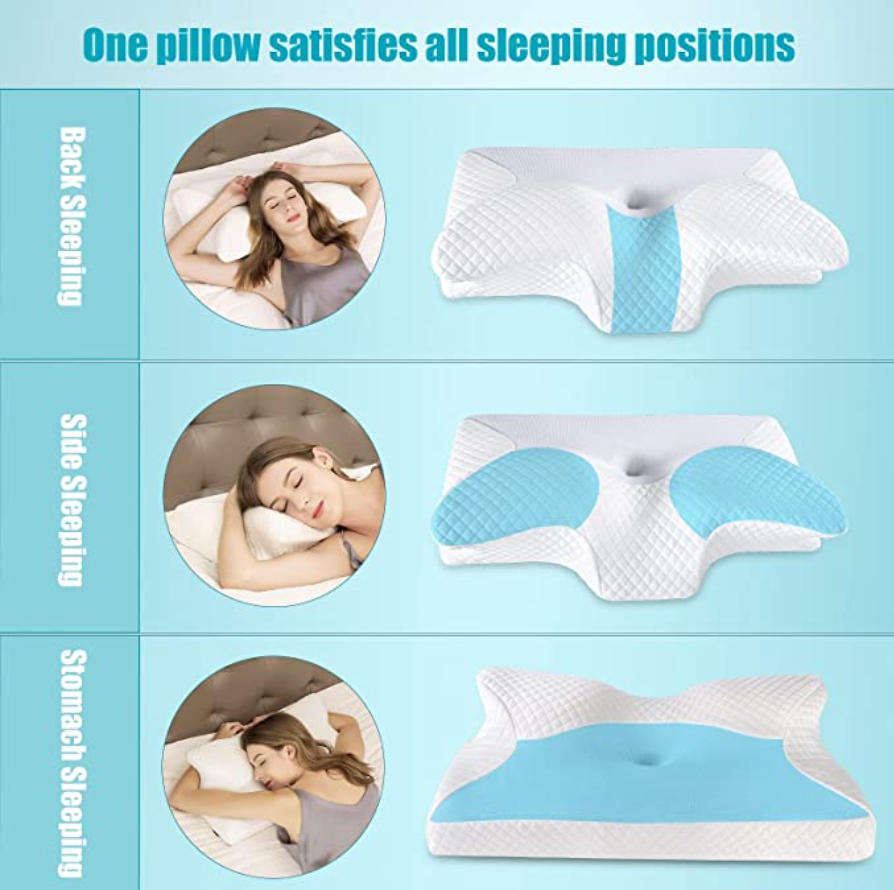 Aurenza Cervical Pillow designed for neck support, featuring ergonomic contours for comfortable sleep posture.