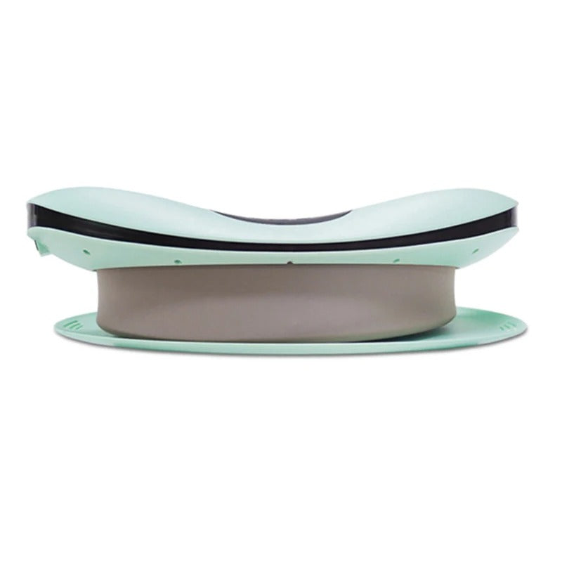 Aurenza ComfortEase lumbar massager with heat function, showing the device with adjustable straps and control panel.