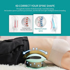 Aurenza ComfortEase lumbar massager with heat, showing a close-up of the device with adjustable straps on a chair back.