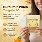 Aurenza Shop Curcumin Body Care Patches, targeted and mess-free daily skin patches on a person's arm.