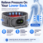 Aurenza Shop decompression and heat therapy belt wrapped around a person's lower back for pain relief and muscle relaxation.