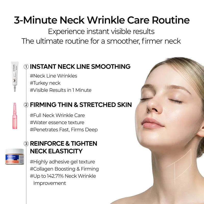 Aurenza Shop Dr.Melaxin Neck Wrinkle Set with skincare products displayed on a clean surface.