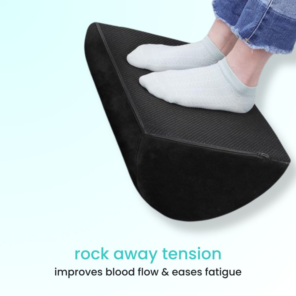 Aurenza Shop foot rest with cushioned surface and adjustable height for comfortable leg support.
