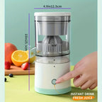 Aureza Shop JuiceJoy portable juicer in white with a clear container, ready for fresh fruit juice on the go.