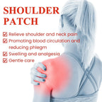 Aurenza Shop Mugwort Warming Comfort Patches for neck, shoulder, and knees showing the patch on skin with packaging.